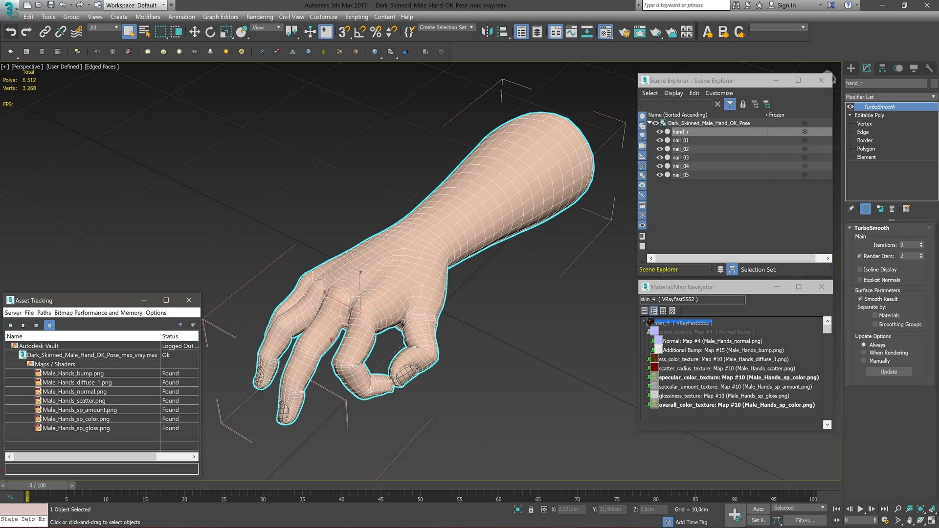 3D Dark Skinned Male Hand OK Pose Model - TurboSquid 2195958