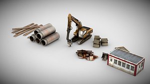 Construction Assets Low Poly 3D model