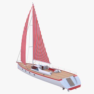 Offshore Sailing Yacht - Red 3D model