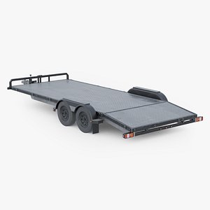 3D Flatbed Trailer Double Axes