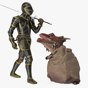 Knight with Severed Dragon Head 3D