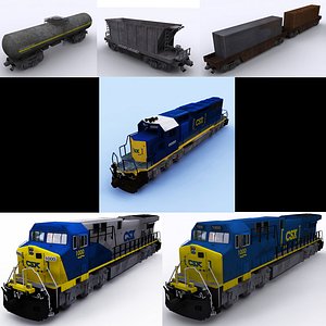 CSX EMD and GE locomotives with coal oil and container carraiges