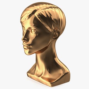 Golden Woman Mannequin Head with Hair