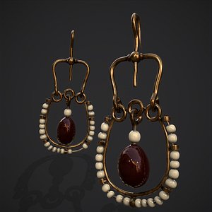 Medieval Byzantine Earrings 3D model