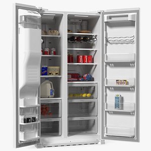 Samsung Side By Side Refrigerator Open with Products