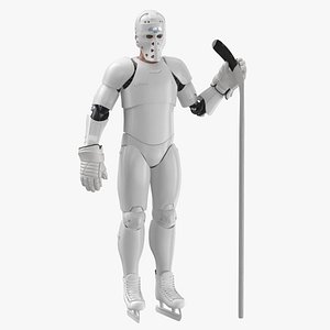 hummanoid hockey player white 3D model
