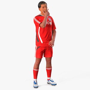 Soccer Player in Red Uniform Fur Rigged