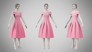 Dress 42 Tickle Me Pink 3D model