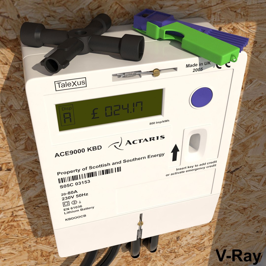3d Model Electricity Key Meter