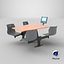 Bowling Table with Gray Chairs and Monitor