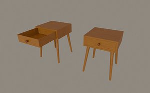 wooden nightstand night 3D model