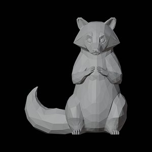 3D Low Poly Raccoon 3D Print Model