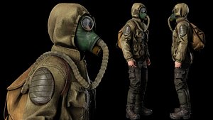 Post apocalyptic survivor 1 Game ready low poly character VR  AR  low-poly 3d model 3D model