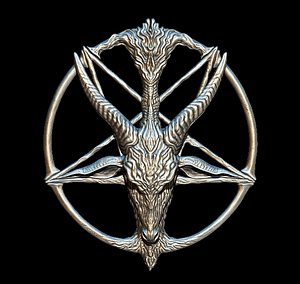 Medallion, depicting the deity baphomet, that the Knights Templar were accused of worshipping,  file STL, OBJ for 3D printers, two sizes