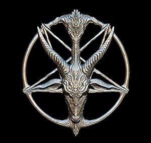 Medallion, depicting the deity baphomet, that the Knights Templar were accused of worshipping,  file STL, OBJ for 3D printers, two sizes