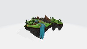 3D model landscape waterfall