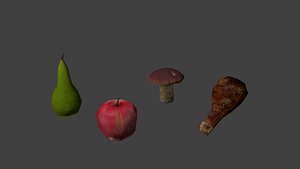 meat apple mushroom pear 3d model