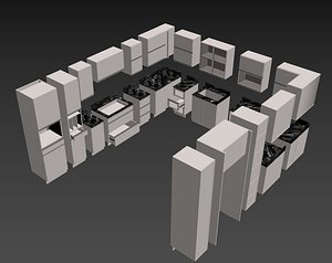 3D model kitchen units low-poly 3d model