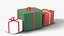 Wrapped Christmas Gift Boxes Set of 3 with Ribbons and Bows - Holiday Prop