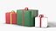 Wrapped Christmas Gift Boxes Set of 3 with Ribbons and Bows - Holiday Prop