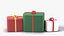 Wrapped Christmas Gift Boxes Set of 3 with Ribbons and Bows - Holiday Prop