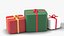 Wrapped Christmas Gift Boxes Set of 3 with Ribbons and Bows - Holiday Prop