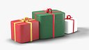 Wrapped Christmas Gift Boxes Set of 3 with Ribbons and Bows - Holiday Prop