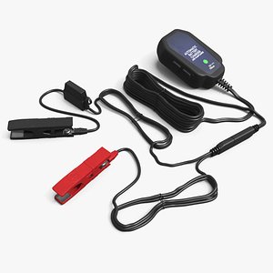 Compact 12V Battery Charger Maintainer with Clamps