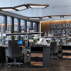 Modern Lab Wooden Style 3D model