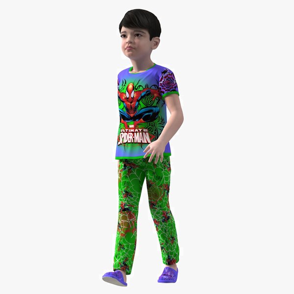 Asian Child Boy Home Style Rigged for Maya 3D model