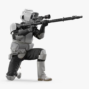 Battle-Worn Star Wars Trooper in Fire Position 3D model