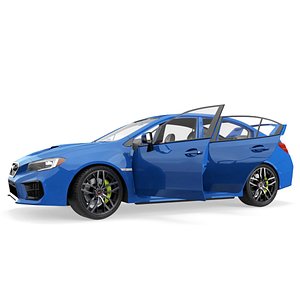 Subaru WRX 2021 Sedan Blue Rigged for Cinema 4D 3D model