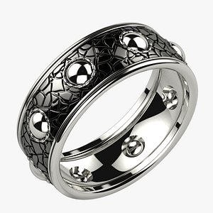 Nordic Style Leather Pattern Silver Ring