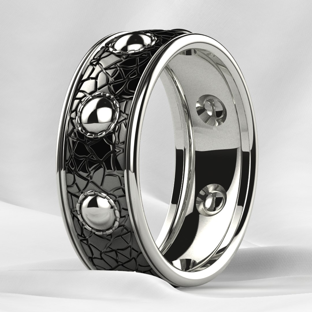 Nordic Style Leather Pattern Silver Ring 3D Model - TurboSquid 1846105