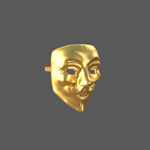 Guy Fawkes mask Golden 3D model