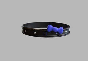 3D black collar with ribbon