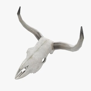 low-poly cow skull model