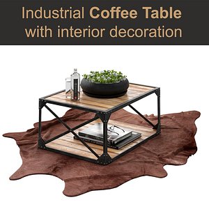 3D industrial coffee table set model