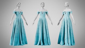3D Dress 08 Sky Blue With Design