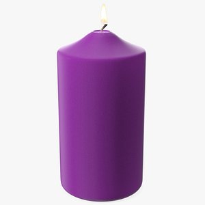 Lit Dome Top Pillar Candle Purple