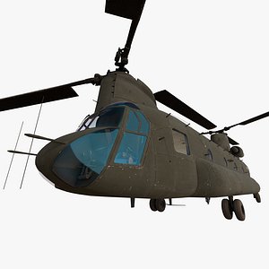 CH-47A Chinook US Army Heavy Transport Helicopter Game Ready PBR Model 3D model