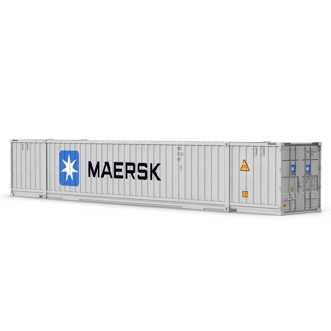 53 ft Shipping ISO Container White 3D Model preview