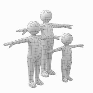 3D stickman kids model