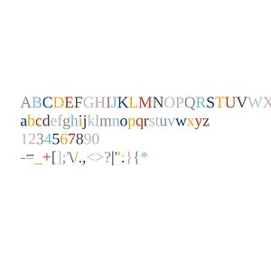 Tinos font alphabet set CG CAD data