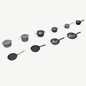 Kitchen Pots and Pans 3D model