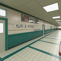 School Straight Hallway