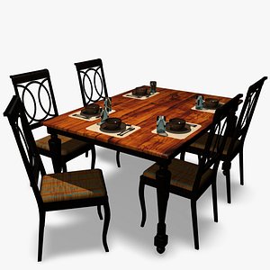 3d model dinner table set
