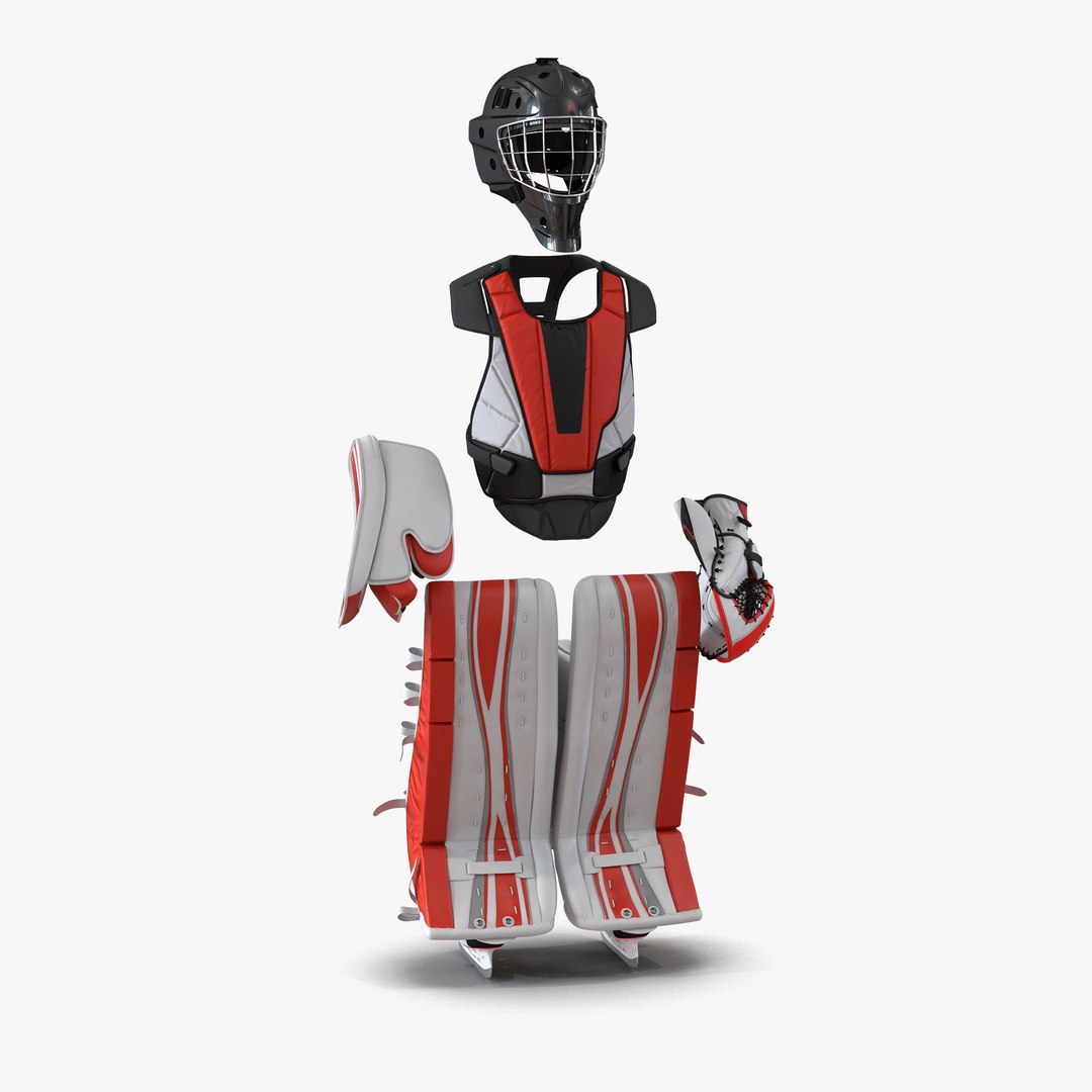 Hockey Goalie Protection Kit Generic Red 3 3D model preview