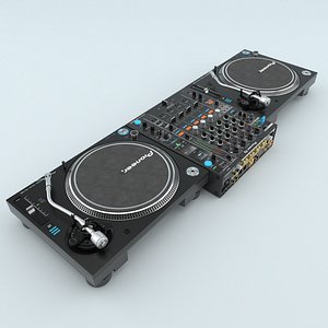 Professional DJ Turntable Pioneer PLX 1000 and Mixer Pioneer -900NXS2 3D model