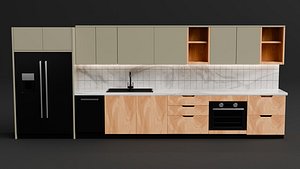 3D Minimal Modern Kitchen Interior model